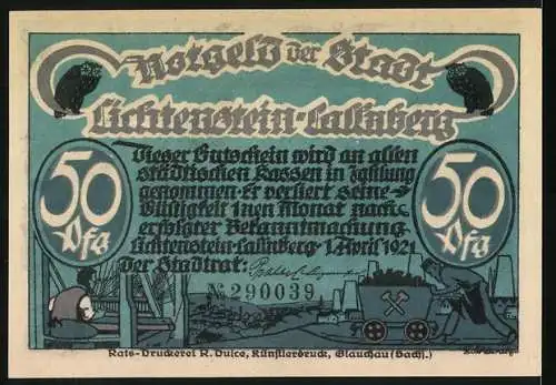 Notgeld Lichtenstein-Callnberg 1921, 50 Pfennig, Der Satanskerl fängt an zu witzeln