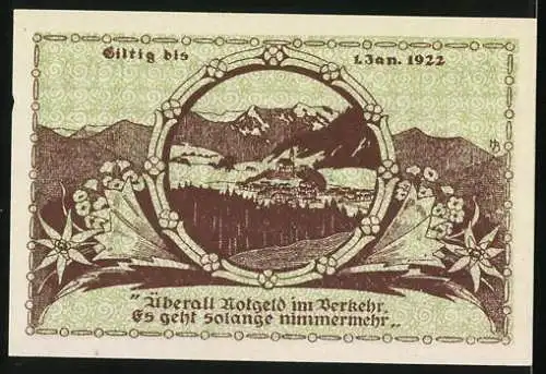 Notgeld Ruhpolding 1921, 30 Pfennig, Gutschein der Gemeinde Ruhpolding mit Landschaftsabbildung