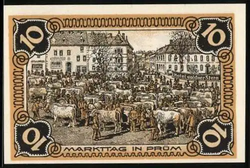 Notgeld Prüm, 1921, 10 Pfennig, Markttag in Prüm, Gewerbeverein Prüm E.V