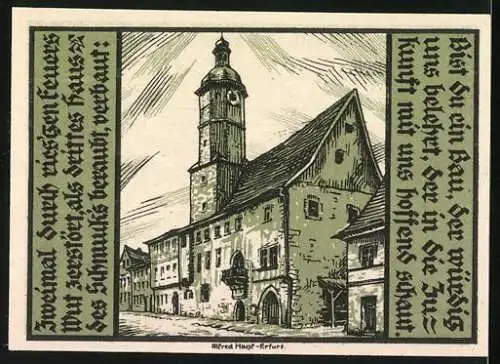 Notgeld Weissensee 1921, 50 Pfennig, Wappen und Stadtansicht