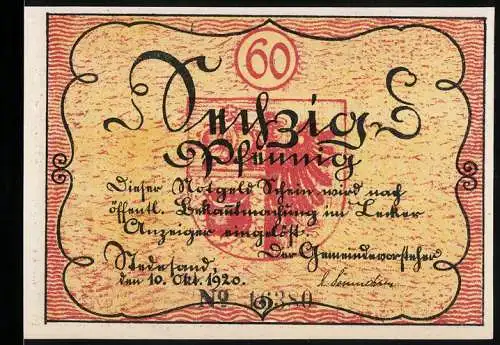 Notgeld Stedesand, 1920, 60 Pfennig, Motiv mit Kindern und Inschrift Respekt is Respekt