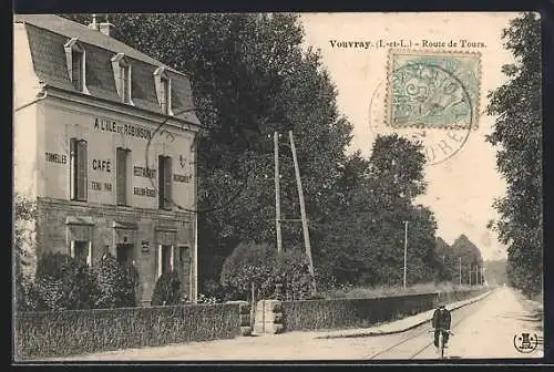 AK Vouvray /I.-et-L., Route de Tours, Café Restaurant A l`Ile de Robinson