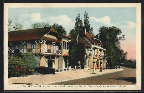 AK Vouvray-les-Vins, Hôtel-Restaurant du Pont de Cisse, Facade sur la Route Nationale