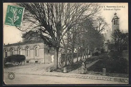 AK Vouvray /I.-et-L., L`école et l`église