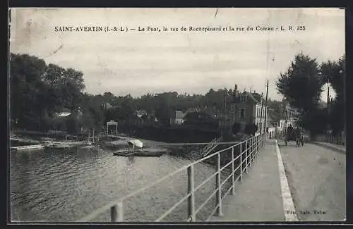 AK Saint-Avertin /I.-et-L., Le Pont, la rue de Rochépinard et la rue du Coteau