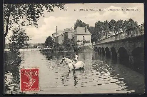 AK Pont-de-Ruan, L`Abreuvoir, Les Moulins Gillet