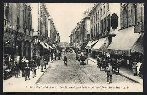 AK Tours, La Rue Nationale, Strassenpartie