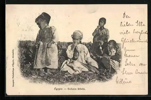 AK Égypte, Enfants fellahs