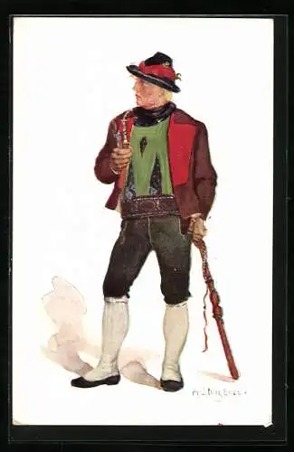 AK Meran, Meraner Bauer in Tracht