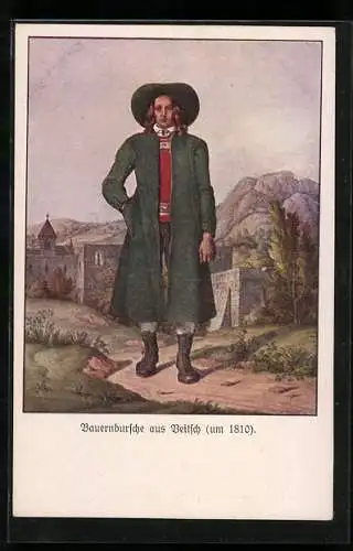 AK Veitsch, Bauernbursche in Tracht (um 1810)