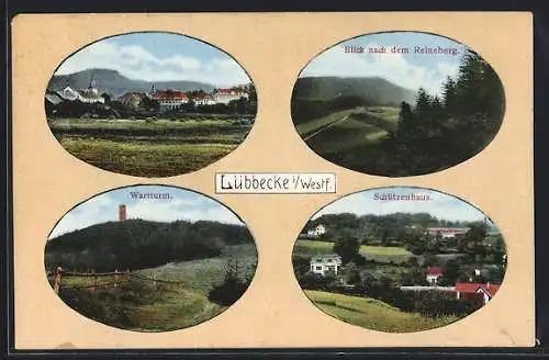 AK Lübbecke, Wartturm, Blick nach dem Reineberg, Schützenhaus