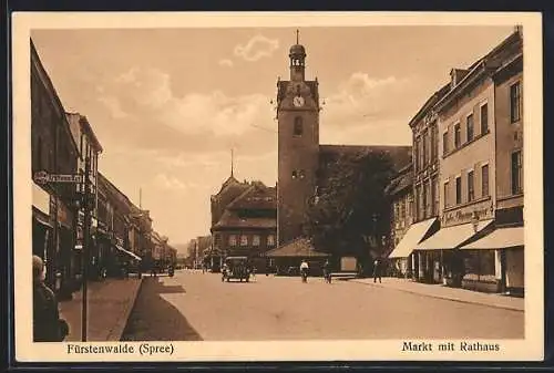 AK Fürstenwalde /Spree, Markt mit Rathaus