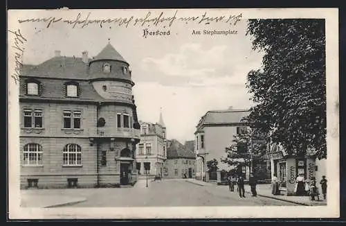 AK Herford, Tabakwaren-Geschäft am Stephansplatz