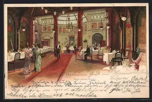 Lithographie Hannover, Kastens Hotel, Speisesaal