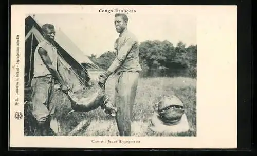 AK Congo Francais, Chasses, Jeune Hippopotame