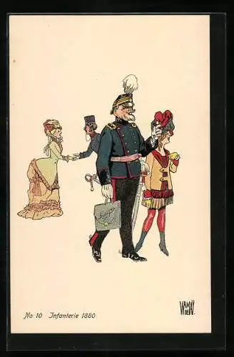 Künstler-AK sign. W. von May: Bern, Schweiz. Landes-Ausstellung 1914, Uniformen, No 10, Infanterie 1880