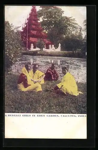 AK Calcutta, Bengali Girls in Eden Garden