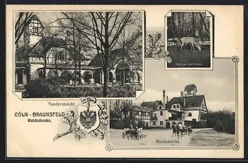 AK Köln-Braunsfeld, Gasthaus Waldschenke von Joh. Wienand mit Garten und Strasse