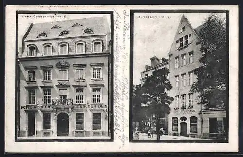 AK Köln, Hotel Gebrüder Deis, Strasse Unter Goldschmied Nr. 5, Laurenzplatz Nr. 6