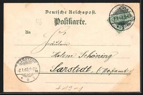 AK Hannover, Schloss Herrenhausen, Reichsbanknote 100 Mark, Reichsschuldenschein, Prosit Neujahr