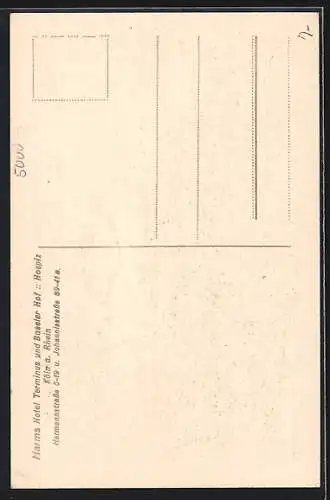 AK Köln, Hotel Terminus und Baseler Hof, Hospiz, Hermannstrasse 5-19 und Johannisstrasse 39-41a