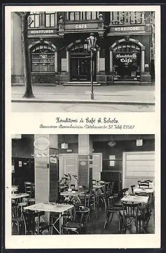 AK Hannover-Herrenhausen, Cafe A. Scholz in der Stöckenerstrasse 57