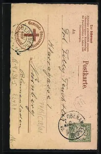 AK Oberammergau, Passionsspiele 1900, Offizielle AK No. 1, Christus segnet Magdalena, Ganzsache Bayern 5 Pfennig