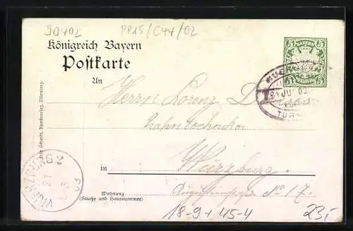 Künstler-AK Nürnberg, X. deutsches Turnerfest 1903, Germania, Ganzsache Bayern 5 Pfennig