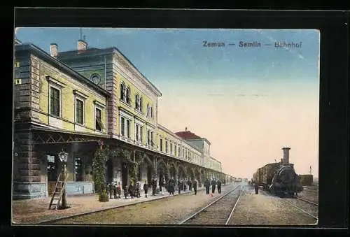 AK Semlin, Zug im Bahnhof