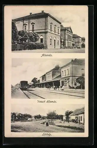AK Füzesabony, Allómas, Vasuti állomás, Látkép, Bahnhof, Eisenbahn