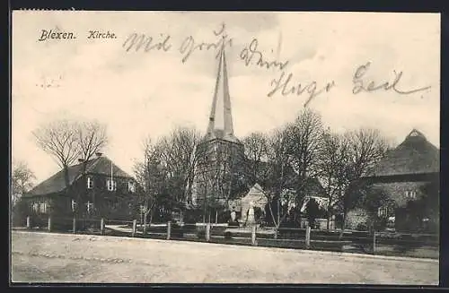 AK Blexen, Panorama mit Kirche