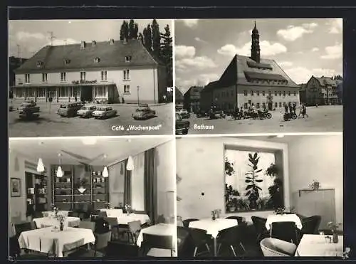 AK Neustadt /Sachs., Café Wochenpost, Erstes Lesecafé der DDR, Rathaus