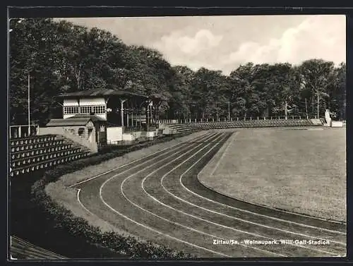 AK Zittau /Sa., Weinaupark, Rennbahn im Willi-Gall-Stadion