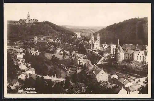AK Clervaux, Panoramablick über die Ortschaft