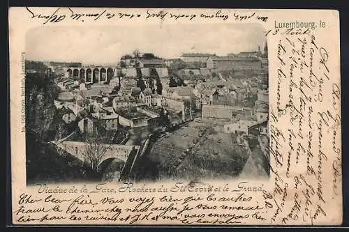 AK Luxembourg, Viaduc de la Gare, Rochers du St. Esprit et le Grund