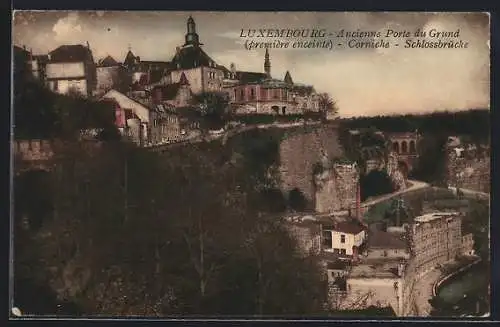 AK Luxembourg, Ancienne Porte du Grund, Corniche, Schlossbrücke