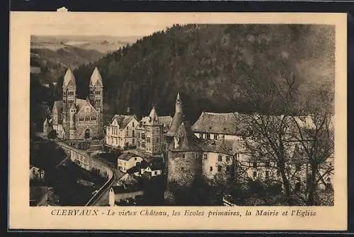AK Clervaux, Le vieux Chateau, les Ecoles primaires, la Mairie, l`Eglise