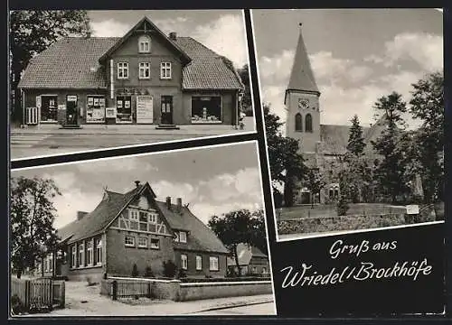 AK Wriedel /Brockhöfe, Edeka-Geschäft und Kirche