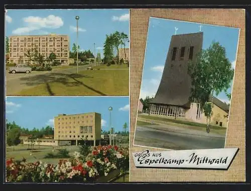 AK Espelkamp, Breslauer Strasse, Thomaskirche, Rathaus