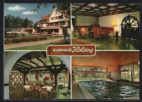 AK Pr. Oldendorf /Bad Holzhausen, Moorbad-Kurhaus Holsing mit Innenansichten