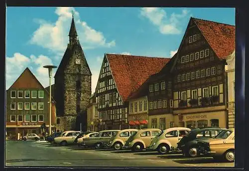 AK Stadthagen, Café am Markt, VW Käfer