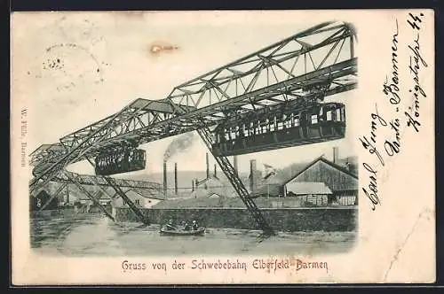 AK Elberfeld-Barmen, Sicht auf die Schwebebahn