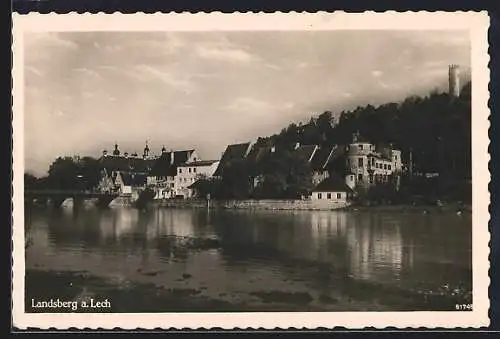 AK Landsberg a. L., Ortspartie mit Brücke