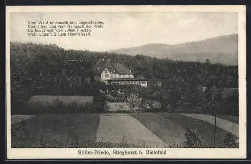 AK Stieghorst b. Bielefeld, Berghotel und Gasthaus Stiller Friede