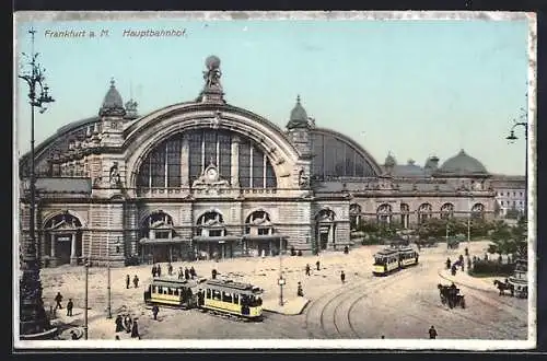 AK Frankfurt, Strassenbahn am Hauptbahnhof