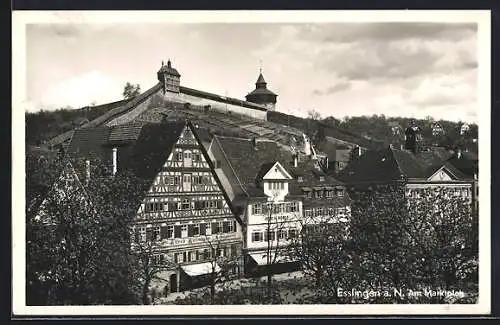 AK Esslingen a. N., Kolonialwarenhandlung Alfred Kielmeyer und Geschäft Otto H. Borst am Markplatz