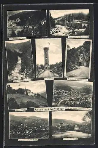 AK Gernsbach, Murgtalpartie, Schloss Eberstein, der Hohloturm, Westansicht