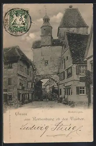 AK Rothenburg ob der Tauber, Strassenpartie am Röderbogen