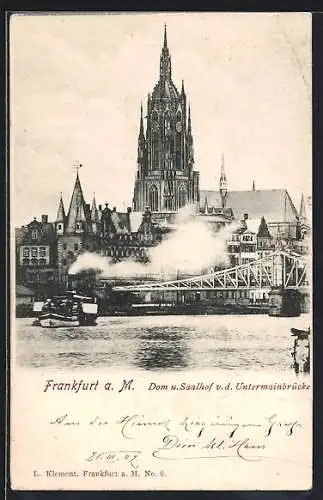 AK Frankfurt a. M., Dom und Saalhof von der Untermainbrücke