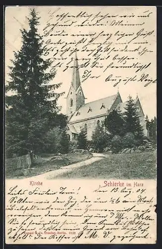 AK Schierke im Harz, Blick zur Kirche